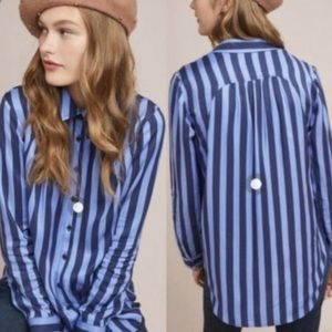 Anthropologie Maeve Breckenridge Striped Button Down L